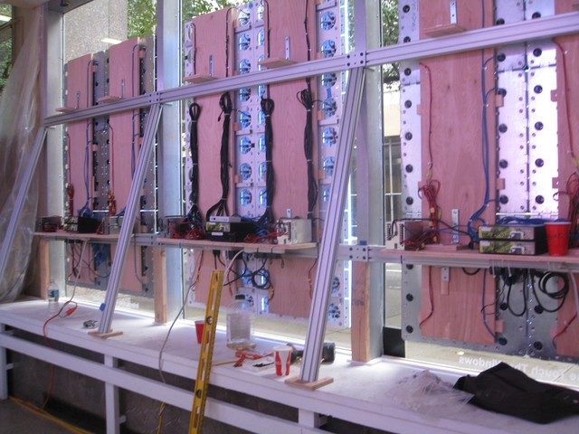 DNAinfo got a sneak peak inside the library as crews worked to transform its windows into gallery space.