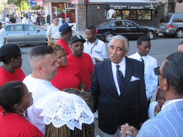 Rangel with supporters after the rally.