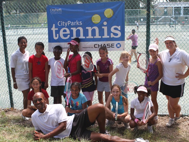 The Central Park team competed for Manhattan during Tuesday's Parks Novice Tennis Tournament.