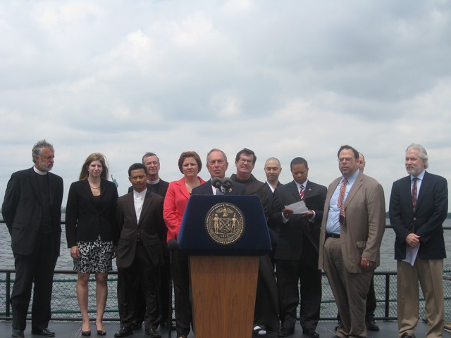 Mayor Michael Bloomberg spoke on Governors Island after the vote to praise the Commission's decision.