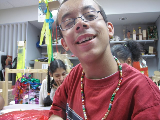 Jewish Guild for the Blind student Joseph Harvey, 13, made a plane that was exhibited at the International Children's Art Exhibition.