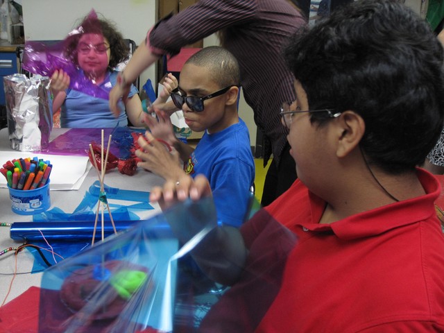 Visually impaired students at the Jewish Guild for the Blind learned art and life skills at an art therapy session on Wednesday.