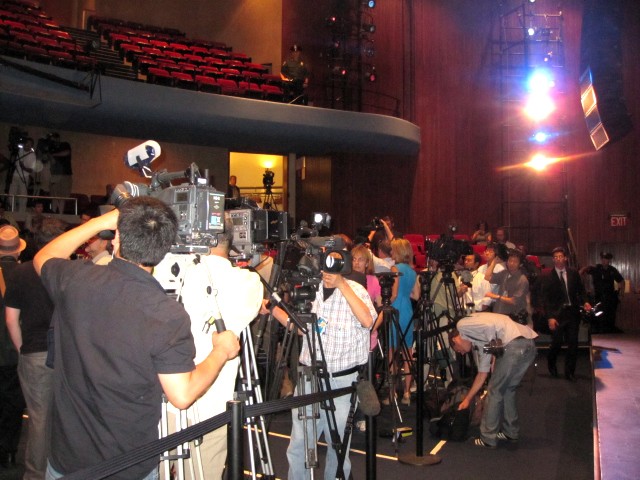 Reporters packed the meeting Tuesday morning, but only a few dozen activists attended.