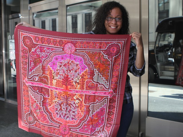 Personal assistant Angie Racines, 20, came from Pennsylvania buy bags of Hermes products for her boss.