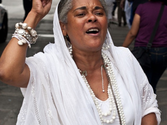 Women marched on the streets of Upper Manhattan.