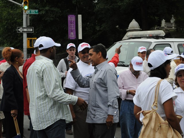 Assemblyman Adriano Espaillat speaks to rally participants.