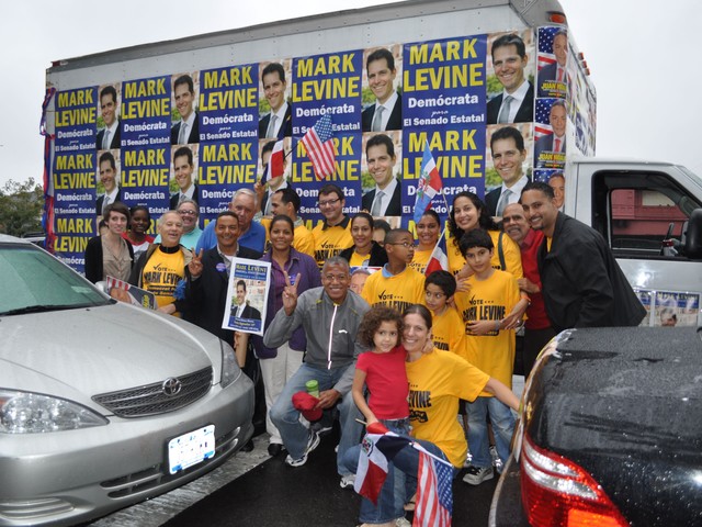 Dozens of friends, family and volunteers took part in the Levine caravan.