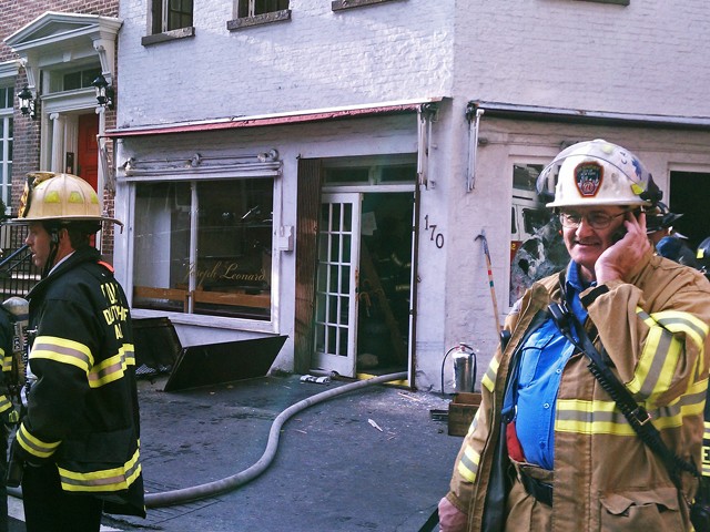 Firemen put out a blaze in the basement of restaurant Joseph Leonard at 170 Waverly Place on Monday, October 18, 2010.