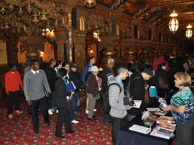Crowds continued to pour onto the second floor of the job fair well after 1:30 p.m.