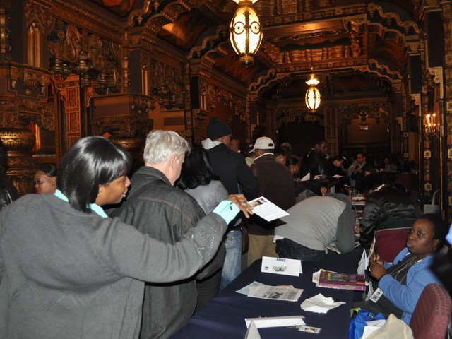 Crowds filled the two-story United Palace Theater.