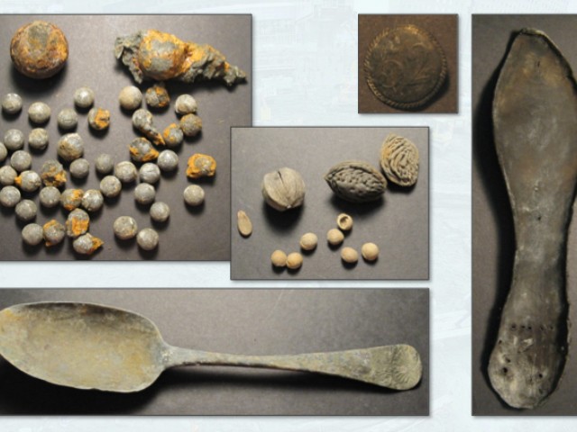 Some of the artifacts found in and around the boat.