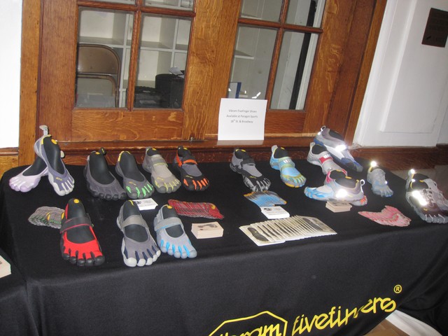 An array of Vibram Five Fingers, the minimalist running shoe associated with 