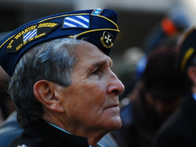 Korea veteran Sammy Vasquez, 80, from the Bronx at the 91st annual New York City Veteran's Day Parade Thursday.