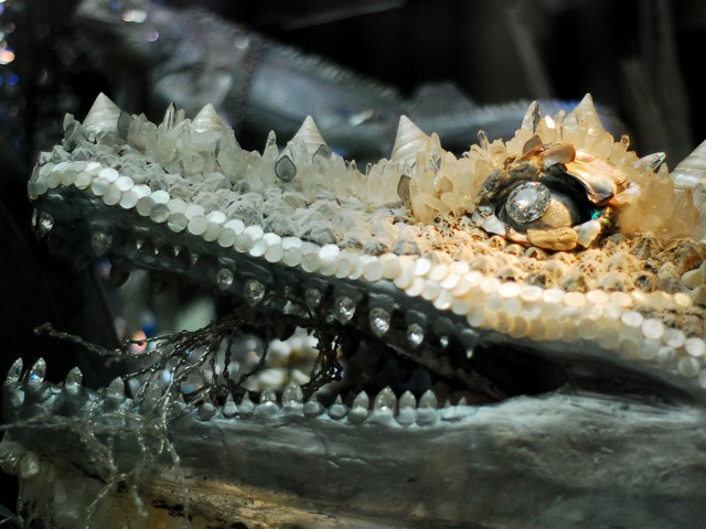 A jewel-encrusted crocodile, part of the 