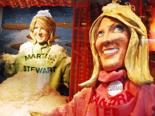 Sandra Lee and Martha Stewart grace The Food Network themed windows at Barney's.