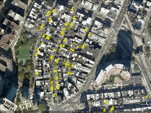 A map by those opposed to the BID shows the amount of owners not in favor of creating the improvement district.