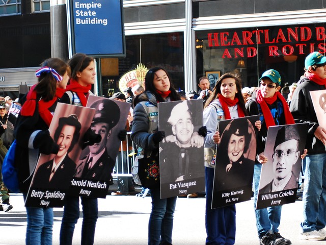 Thousands marched down Fifth Avenue for the the 91st annual New York City Veteran's Day Parade Thursday.