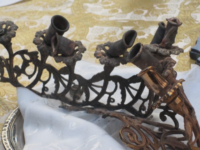 This gold-plated candelabra from St. Nicholas Church was damaged in the collapse of the Twin Towers.