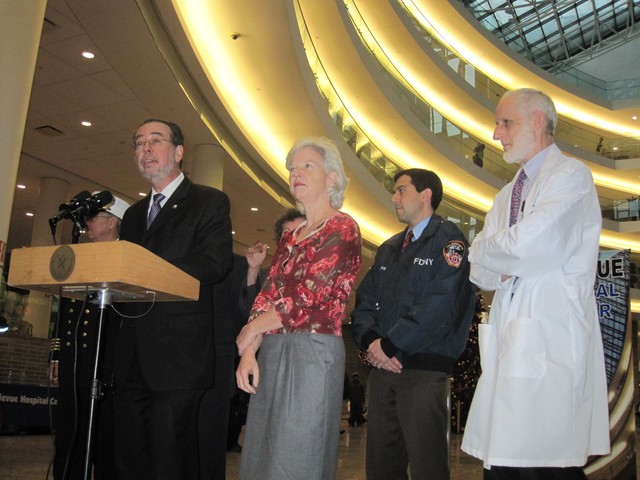 City hospital staff discussed the groundbreaking initiative at Bellevue Hospital Center Wednesday.