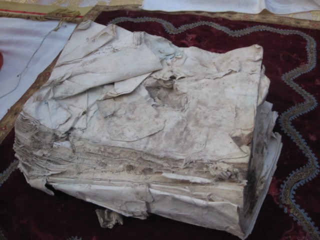 A prayer book that was recovered from the destroyed church after 9/11.