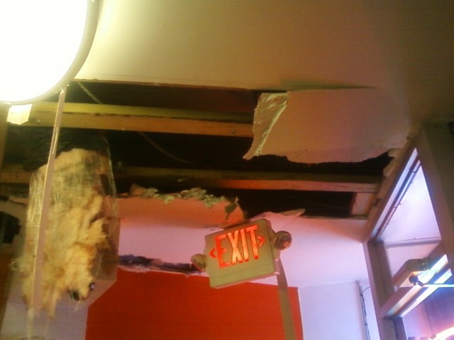 The fire damaged the ceiling throughout the restaurant.