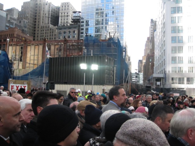 More than 200 people gathered at Ground Zero to pray on Sunday.