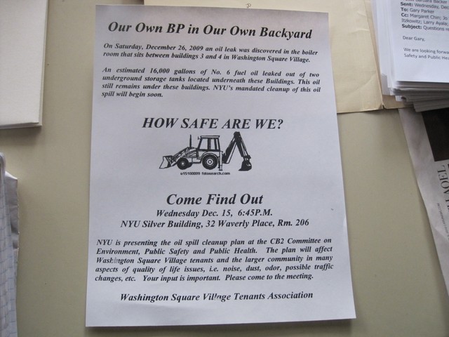 The group will be holding a meeting Wednesday with NYU to hear about the cleanup plans.