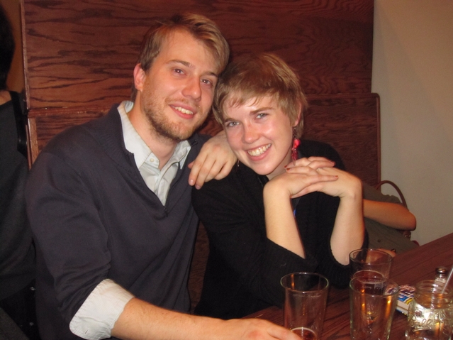 Geoff Leonard, 26, and Kate McNeely, 25, posed before the State of the Union.