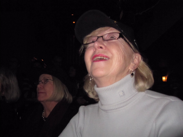 Independent Joan Cavanaugh, 73, who lives on the Upper East Side, sat in the front row wearing her hat from Obama’s inauguration.