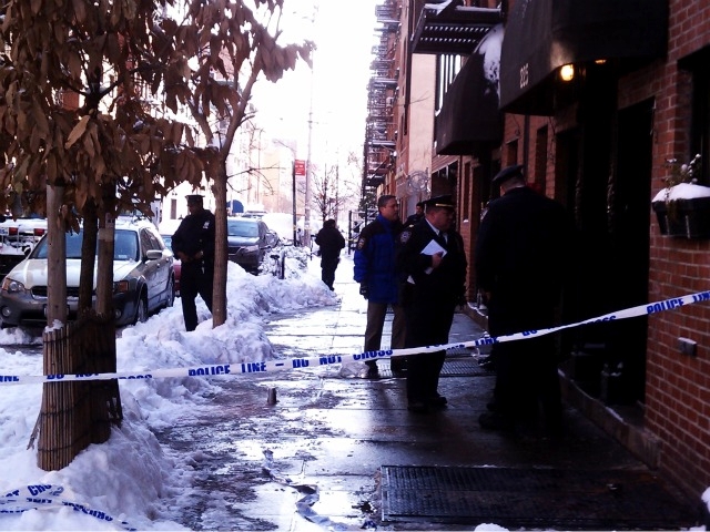 Police investigate a shooting on East 2nd Street in the East Village.