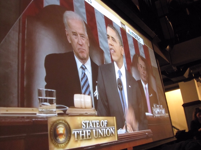 Political junkies gathered across the city to watch Barack Obama deliver his State of the Union address Tuesday night..