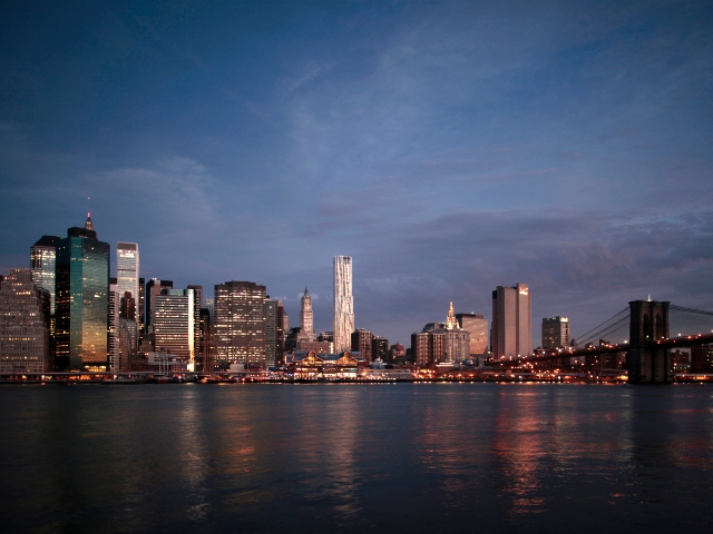 New York by Gehry, as seen from the Brooklyn waterfront.