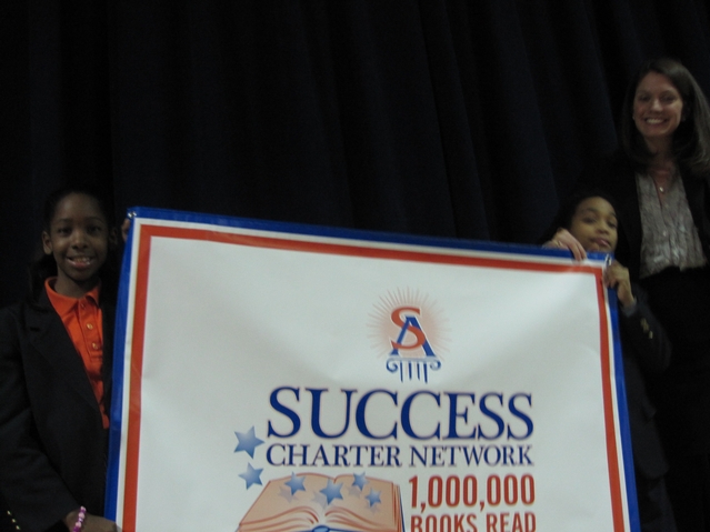 The banner Harlem Success Academy kids received to celebrate their feat.
