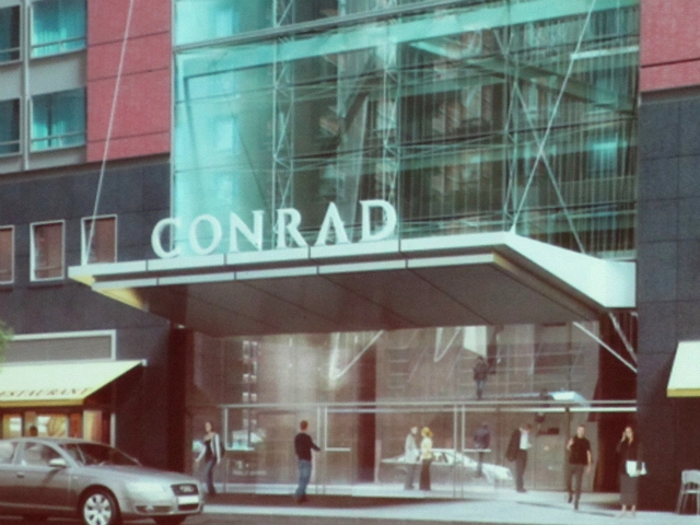 A rendering of the new hotel entrance on North End Avenue.