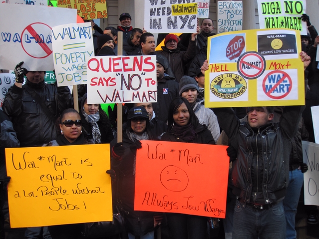 Protesters slammed Walmart's labor practices.