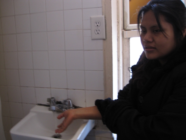 Judelia Nicolas says she's not had hot water for two weeks.