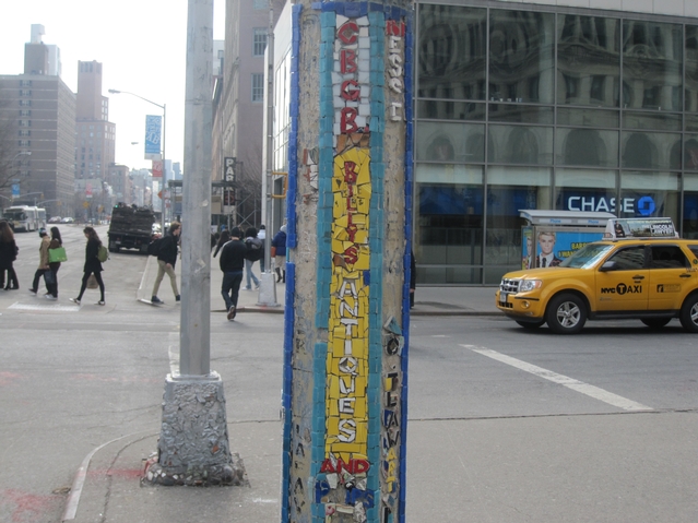 Power's tribute to CBGB and Billy's Antiques and Props in Astor Place.