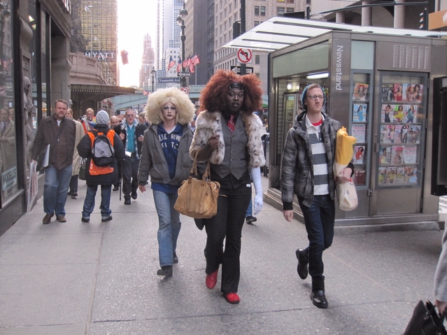 The protesters marched from Grand Central Terminal Tuesday morning.