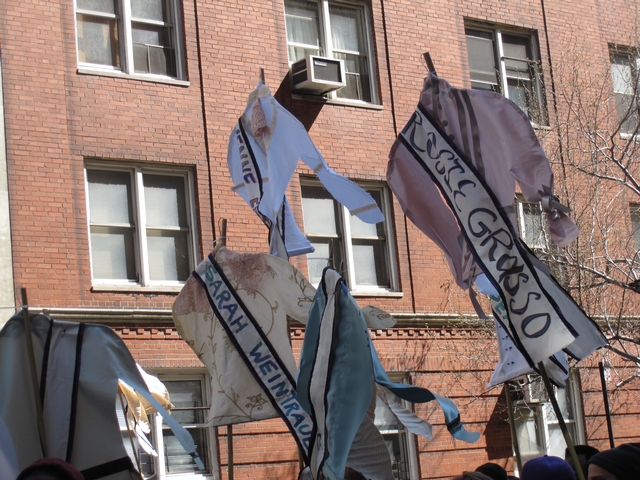 Shirtwaists carried in commemoration of the 146 victims.