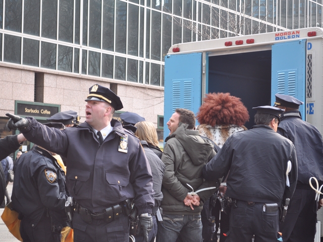 Eight people were arrested and charged with disorderly conduct, police said.