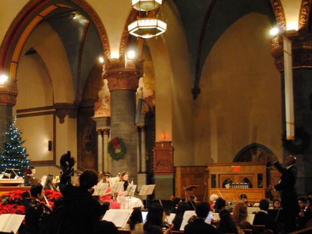 The new Empire State Sinfonia performing at the Church of St. Paul the Apostle on New Year's Eve.