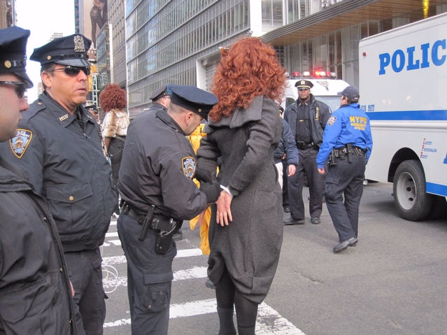 Eight protesters were arrested, police said.