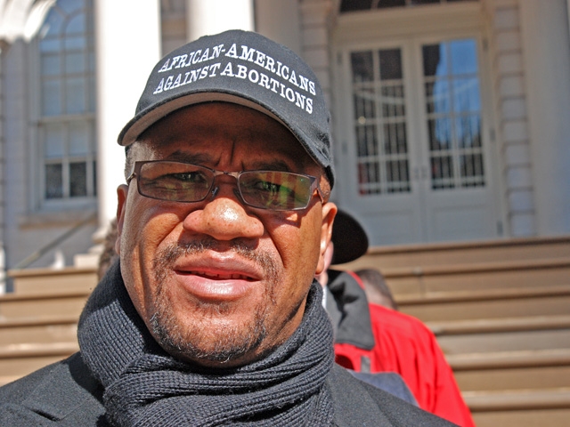 Pastor Donald Sadler showed up the rally to speak out against the bill, which he said was an attack on the anti-abortion movement.