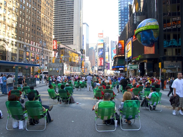 big times table square. The Times Square pedestrian