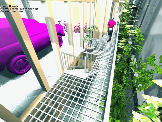 A rendering of the building's two-story greenhouse.