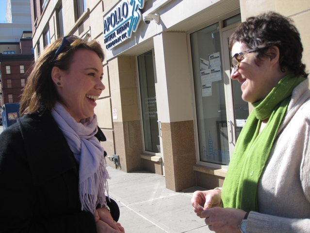A representative from Melba's restaurant a few block away welcomed Levain co-owner Connie McDonald to the neighborhood.