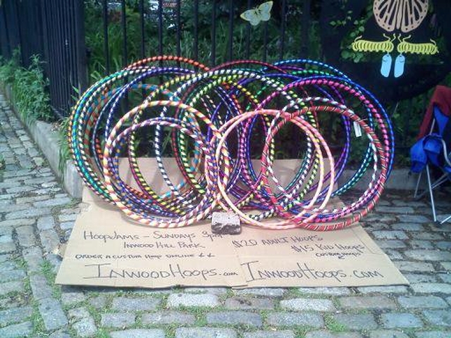 Inwood Hoops sells hula hoops, but also provides free hoops for children and adults to use at Hoop Jams.