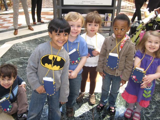 A group of home-schooled children visited Poem In Your Pocket Day as a field trip and made their own pockets for the occasion.