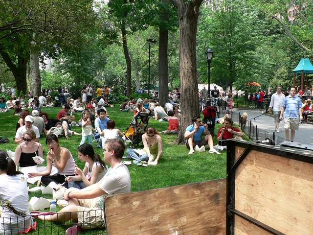 Big Apple BBQ party-goers at Madison Square Park.