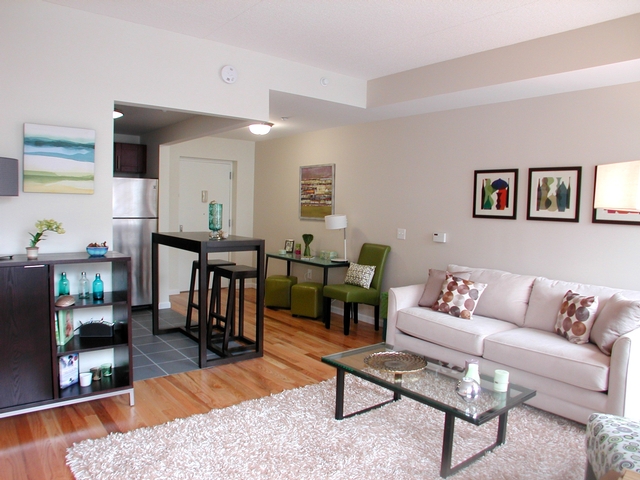 A model living room at Hudson 192.